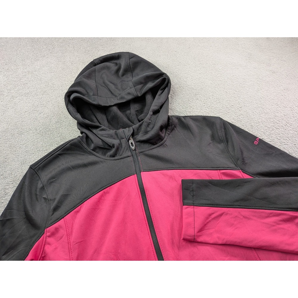 Spyder Womens Full Zip Hooded Jacket Pink Black Fleece Lined XL SPFFM095-670